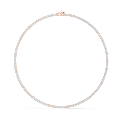 Classic 30 Pointer Round Lab Grown Diamond Tennis Necklace in Rose Gold