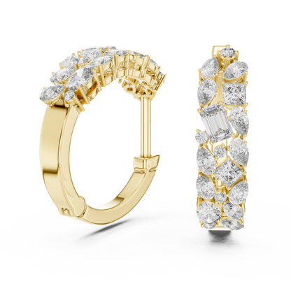 Luxury Gold Hoop Earrings | Oval, Marquise & Emerald-Cut Diamonds