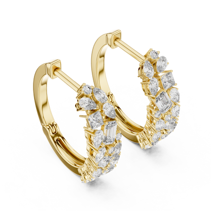 Luxury Gold Hoop Earrings | Oval, Marquise & Emerald-Cut Diamonds