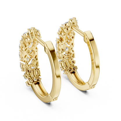 Luxury Gold Hoop Earrings | Oval, Marquise & Emerald-Cut Diamonds