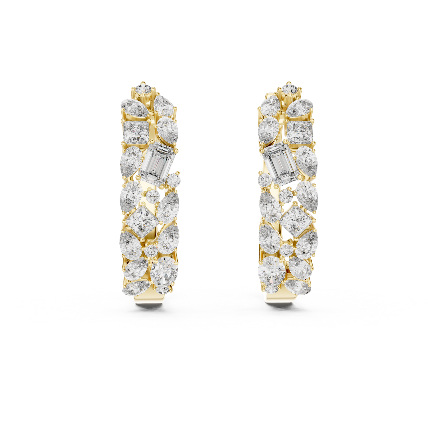 Luxury Gold Hoop Earrings | Oval, Marquise & Emerald-Cut Diamonds
