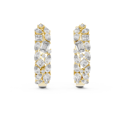 Luxury Gold Hoop Earrings | Oval, Marquise & Emerald-Cut Diamonds