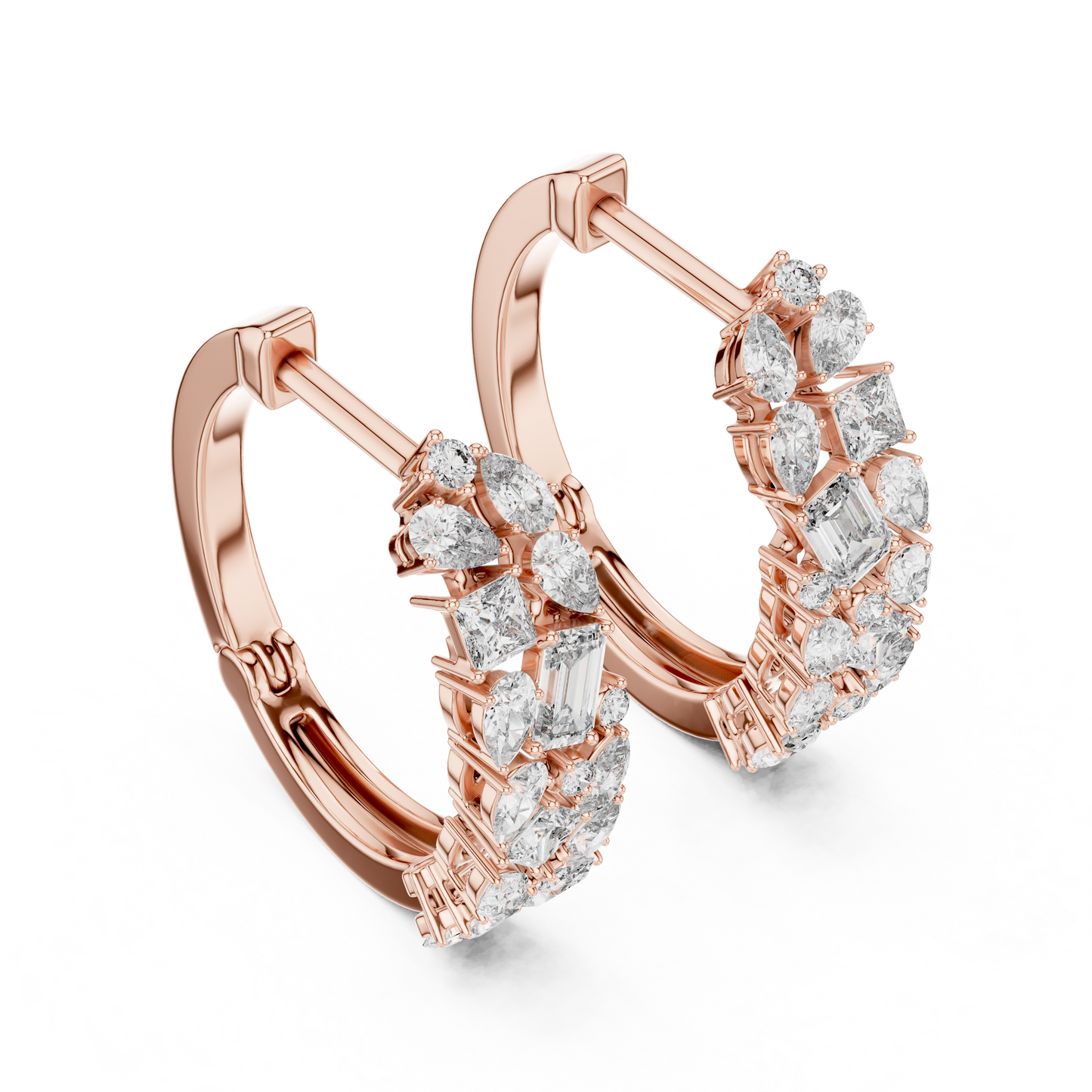 Luxury Gold Hoop Earrings | Oval, Marquise & Emerald-Cut Diamonds
