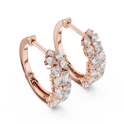 Luxury Gold Hoop Earrings | Oval, Marquise & Emerald-Cut Diamonds