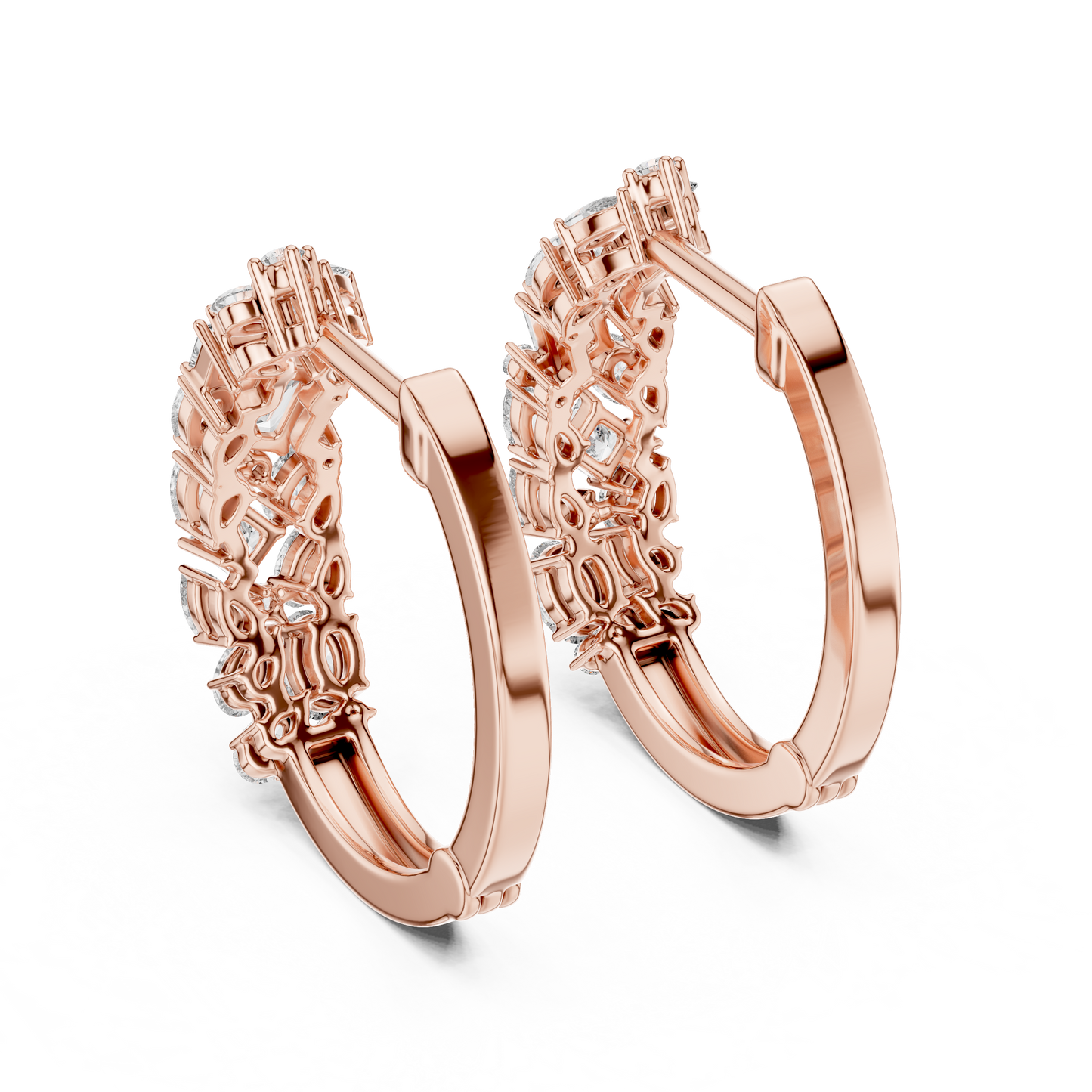 Luxury Gold Hoop Earrings | Oval, Marquise & Emerald-Cut Diamonds