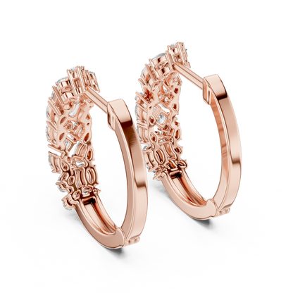 Luxury Gold Hoop Earrings | Oval, Marquise & Emerald-Cut Diamonds