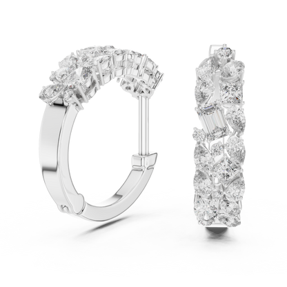 Luxury Gold Hoop Earrings | Oval, Marquise & Emerald-Cut Diamonds
