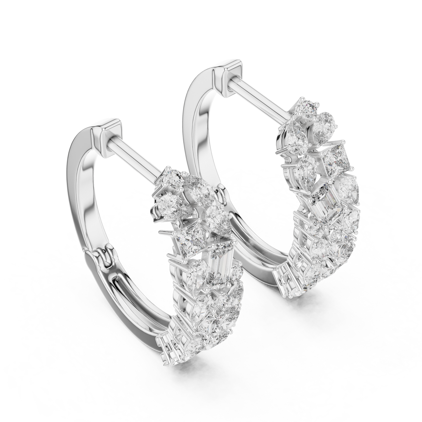 Luxury Gold Hoop Earrings | Oval, Marquise & Emerald-Cut Diamonds