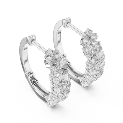 Luxury Gold Hoop Earrings | Oval, Marquise & Emerald-Cut Diamonds