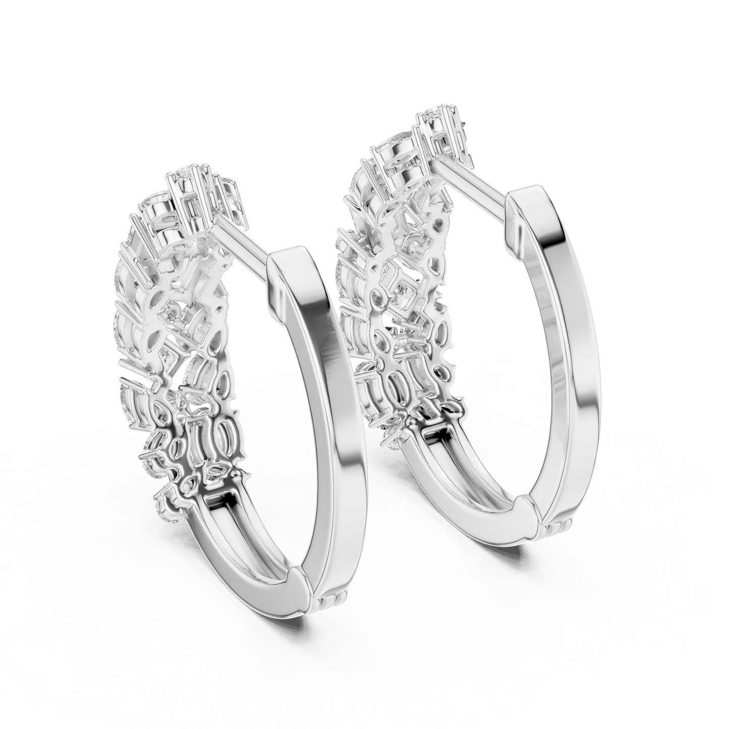 Luxury Gold Hoop Earrings | Oval, Marquise & Emerald-Cut Diamonds