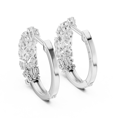 Luxury Gold Hoop Earrings | Oval, Marquise & Emerald-Cut Diamonds
