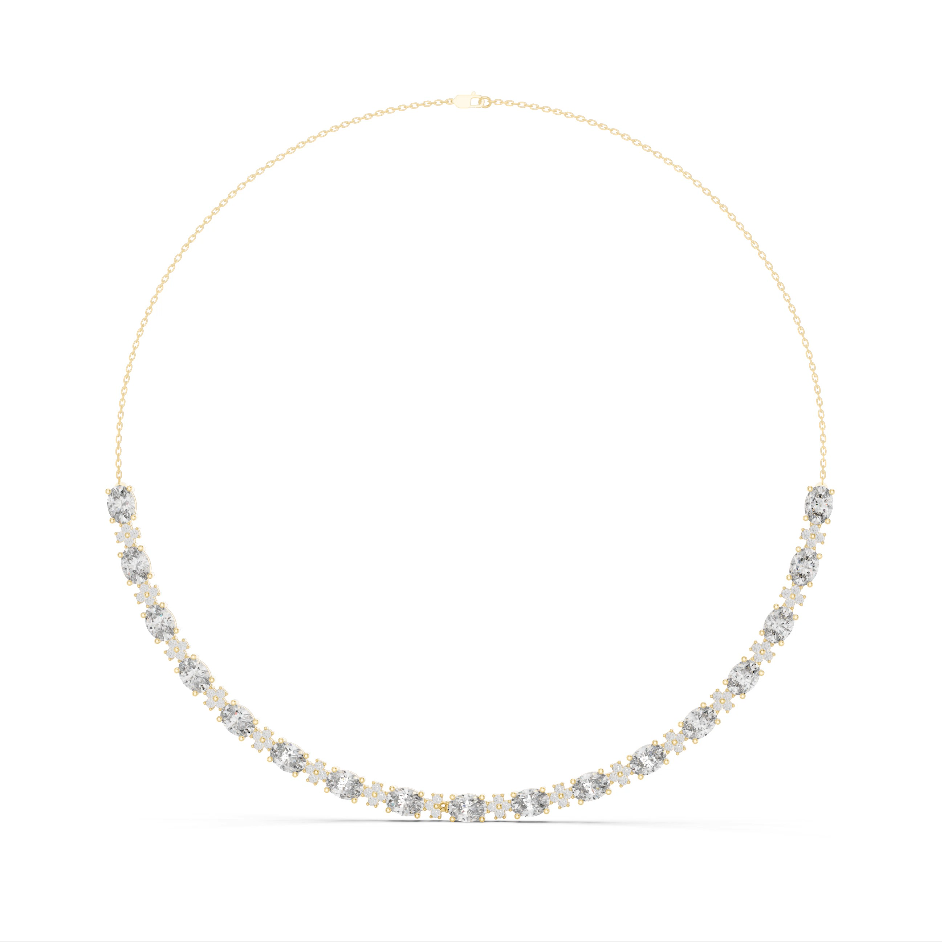 Oval Diamond Tennis Necklace in Gold | Lab-Grown Diamond Necklace for Women