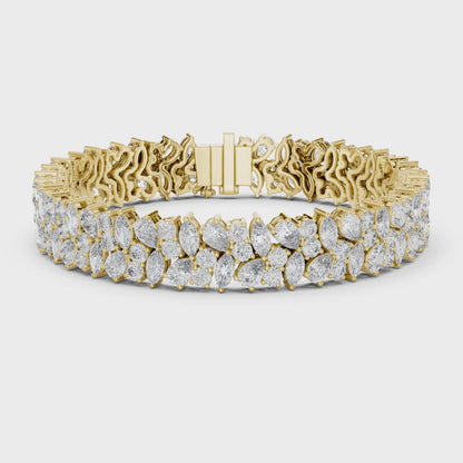 Luxury Lab-Grown Diamond Cluster Bracelet in 14K Yellow Gold | Elegant Tennis Bracelet