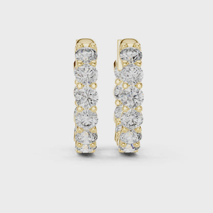 8 Pointer Each Lab Grown Round Diamond Hoop Earrings