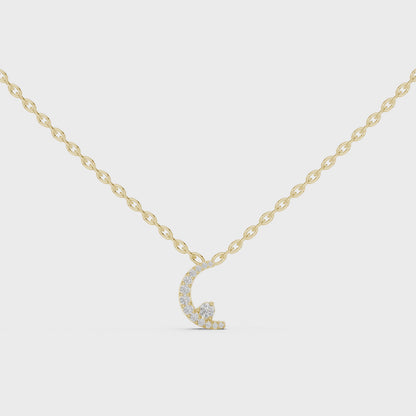 Delicate Crescent Moon Lab-Grown Diamond Pendant in Yellow Gold | Minimal Diamond Jewelry