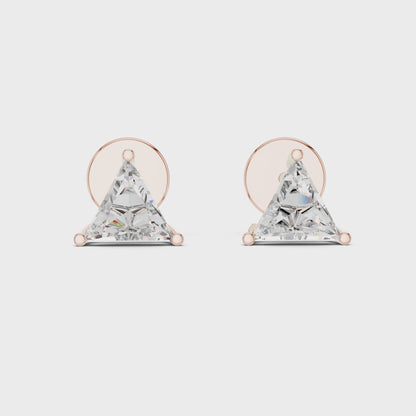 Trilliant Cut Lab-Grown Diamond Solitaire Earrings in Rose Gold