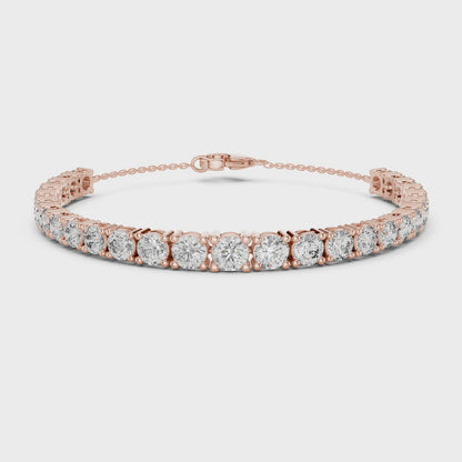 Graduated Lab-Grown Round Diamond Tennis Chain Bracelet in 14K Rose Gold