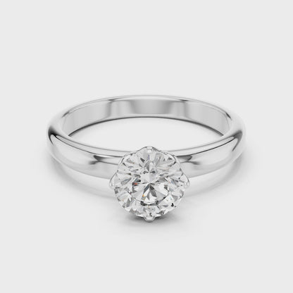 Round Cut Lab Grown Diamond Solitaire Ring in White Gold | Classic Engagement Ring