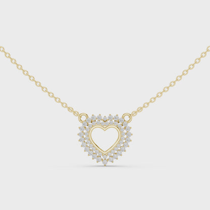 Delicate Open Heart Diamond Necklace in Yellow Gold | Minimalist Heart Necklace for Women