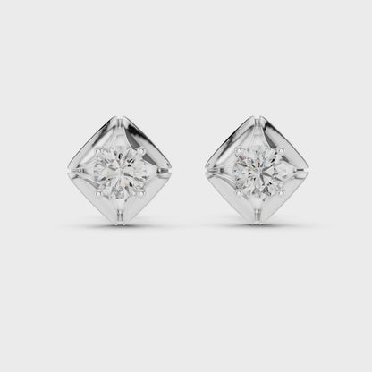 Round Lab Grown Diamond Solitaire Earrings in 14K White Gold