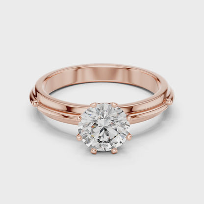 Rose Gold Round Lab Grown Diamond Engagement Ring – Six Prong Solitaire