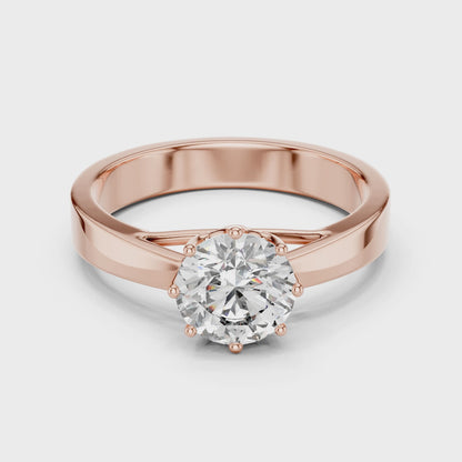Lab-Grown 1 Carat Diamond Engagement Ring | 10KT Yellow Gold Solitaire Ring | Round Brilliant 6 Claw Proposal Ring | Fine Jewellery UK