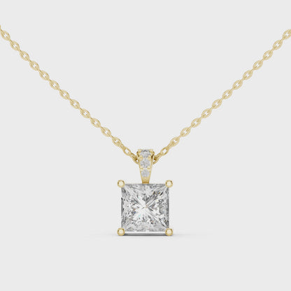 Princess Cut Lab-Grown Diamond Solitaire Pendant in 14K Yellow Gold