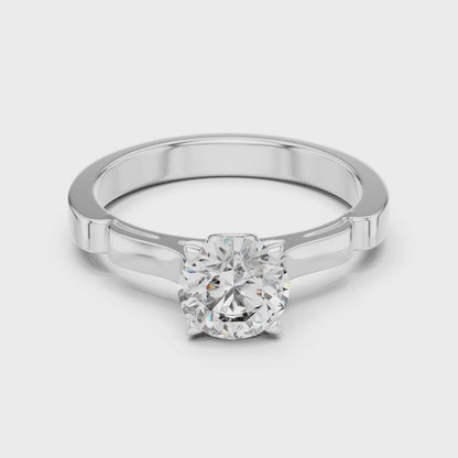 Round Cut Lab Grown Diamond Solitaire Ring in White Gold | Modern Engagement Ring