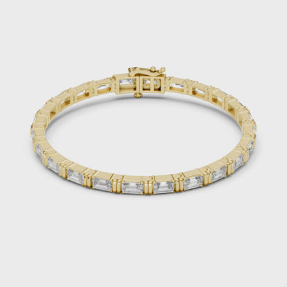 14K Yellow Gold Men's Emerald Cut Diamond Tennis Bracelet