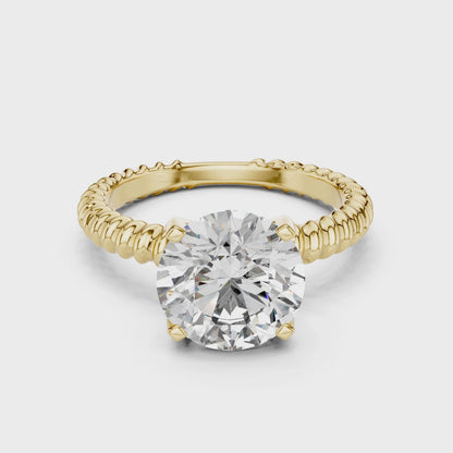 Twisted Rope Band Round Lab Grown Diamond Solitaire Ring