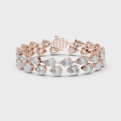 Rose Gold Pear-Cut Diamond Tennis Bracelet Luxury Elegance