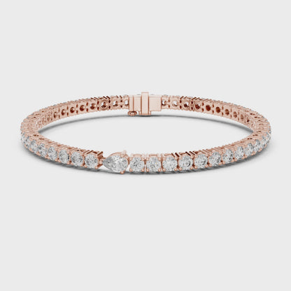 Center 25 Pointer Pear Cut & Round Lab-Grown Diamond Tennis Bracelet