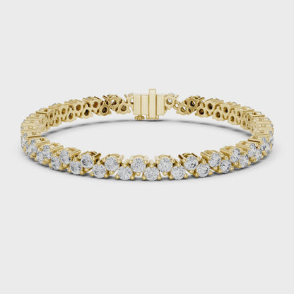Classic Prong Set Round Cut Diamond Tennis Bracelet In Yellow Gold
