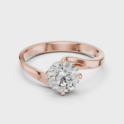 Round Cut Lab Grown Diamond Twisted Shank Solitaire Engagement Ring in Rose Gold