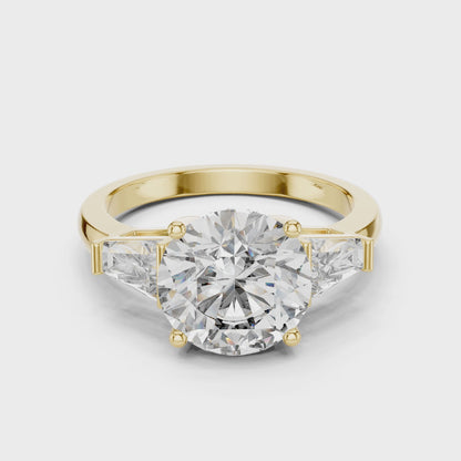 Three Stone Round Lab-Grown Diamond Ring in 14K Yellow Gold