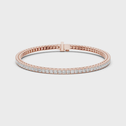 Rose Gold Princess-Cut Diamond Tennis Bracelet – Timeless Luxury