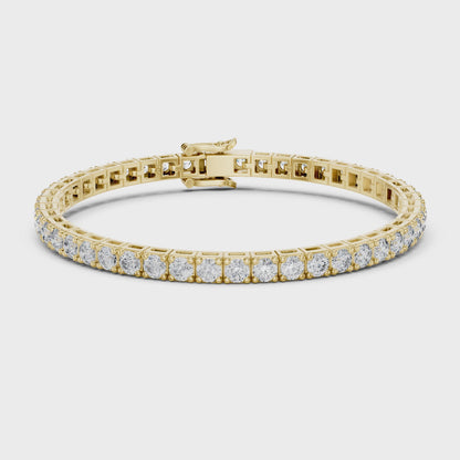 30 Pointer Round Diamond Tennis Bracelet in 14K Yellow Gold