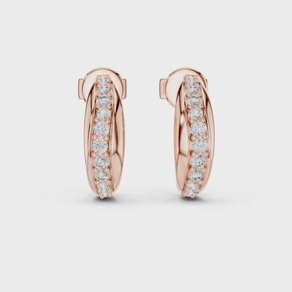Rose Gold Diamond Half-Hoop Earrings – Classic Radiance
