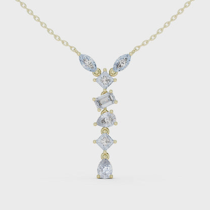Multi Shape Lab-Grown Solitaire Diamond Drop Pendant in Yellow Gold