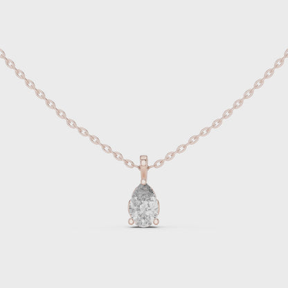 Elegant Pear Cut Lab-Grown Diamond Solitaire Pendant Rose Gold