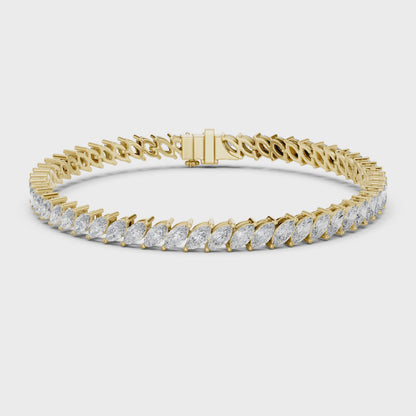 15 Pointer Marquise Cut Lab Grown Diamond Tennis Bracelet in Yellow Gold