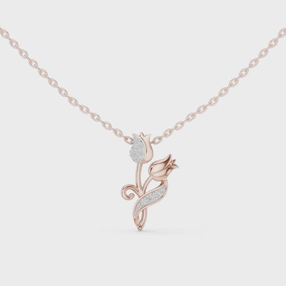 Delicate Tulip Lab Grown Diamond Pendant in Rose Gold
