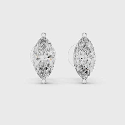 Marquise Cut Lab Grown Diamond Solitaire Earrings 14K White Gold