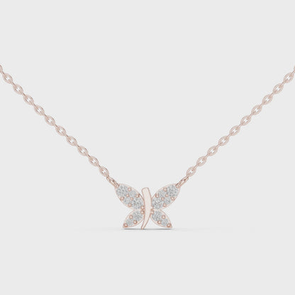 Butterfly Lab Grown Diamond Casual Pendant in 14K Rose Gold
