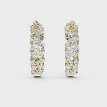 Luxury Gold Hoop Earrings | Oval, Marquise & Emerald-Cut Diamonds