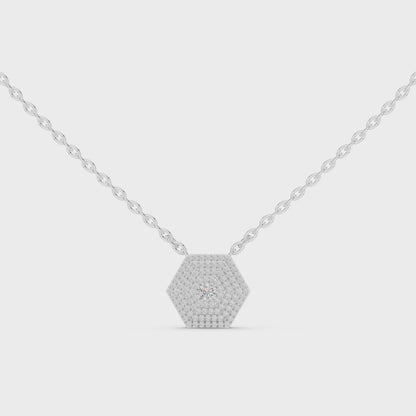 Hexagon Cluster Lab-Grown Diamond Casual Pendant in 14K White Gold