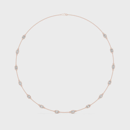 Emerald & Marquise Diamond Station Necklace in Gold | Lab-Grown Diamond Necklace