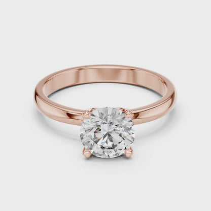 Round Cut Lab Grown Diamond Solitaire Engagement Ring in Rose Gold