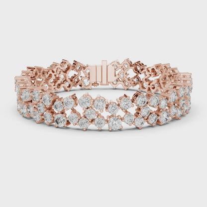 Round Lab-Grown Diamond Cluster  Bracelet in Rose Gold