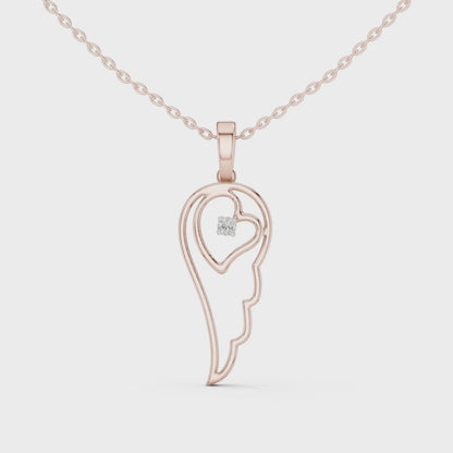 Casual Angel Wing Lab Grown Diamond Pendant in Rose Gold